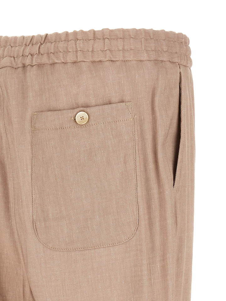 Etro Flamed Linen Joggers Pantaloni - Beige | 68ba7cdd6abc020a781c5963aee80fb48f290fe3