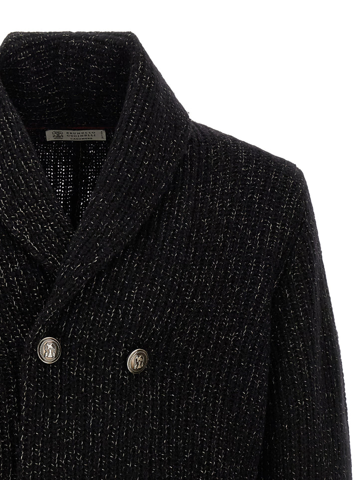 Brunello Cucinelli Double-Breasted Cardigan Maglioni - Nero | 37c75ce3b4b3501ed7b6620f13a3538962e5d18e