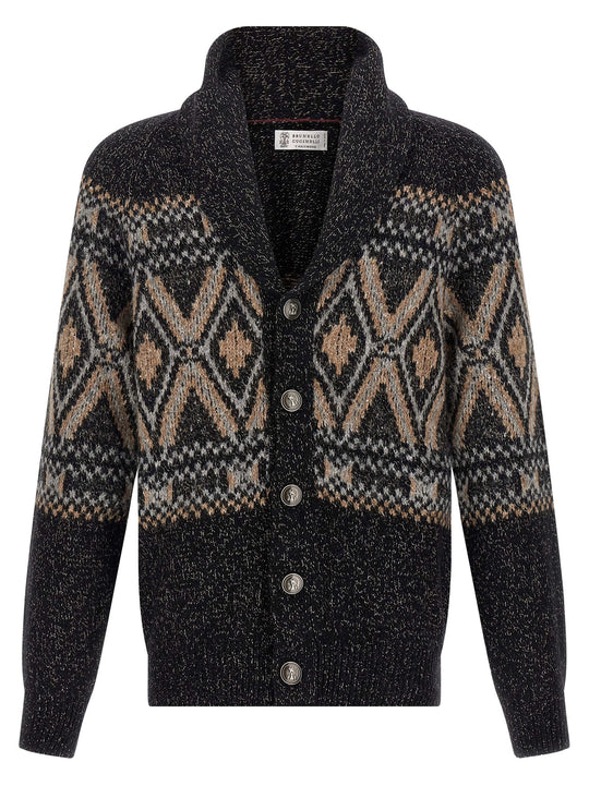 Geometric Jacquard Cardigan Maglioni Multicolor