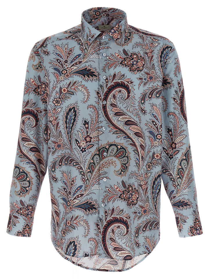 Etro Floral Paisley Cotton Shirt Camicie - Celeste | 14eda597bf607986e60f90143e4da1e861e37e9c