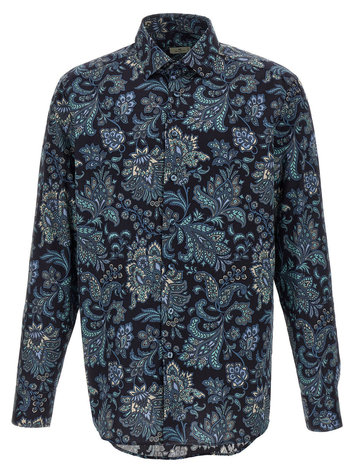 Etro Floral Paisley Cotton Shirt Camicie - Blu | c1743392b1749b957139d35e8bb312cd191b98bc
