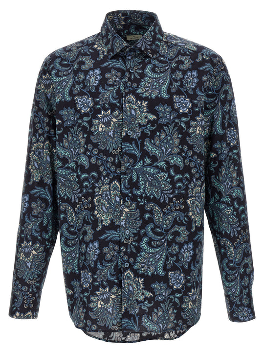 Floral Paisley Cotton Shirt Camicie Blu