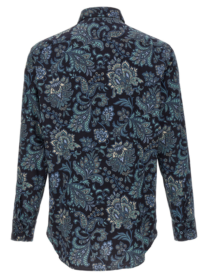 Etro Floral Paisley Cotton Shirt Camicie - Blu | bc5b44f5852f165e1a891835314bbaeb3495feb2