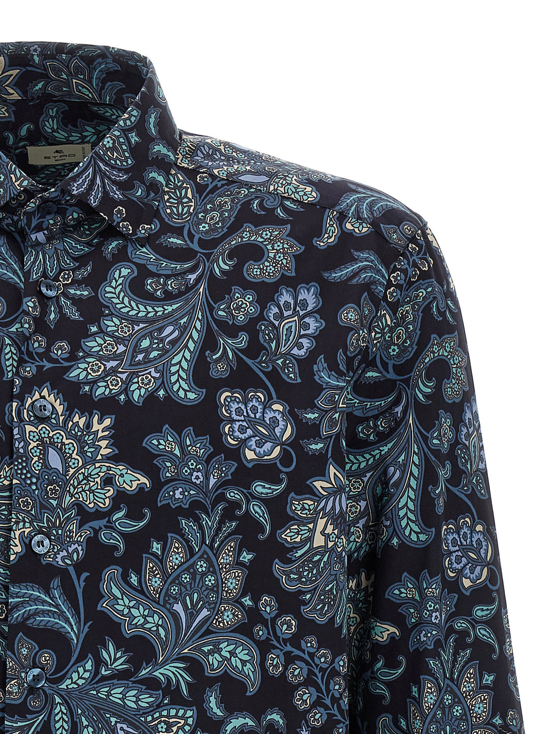 Etro Floral Paisley Cotton Shirt Camicie - Blu | 12981b63ea6b84fc4950b78e220534684bfa5052