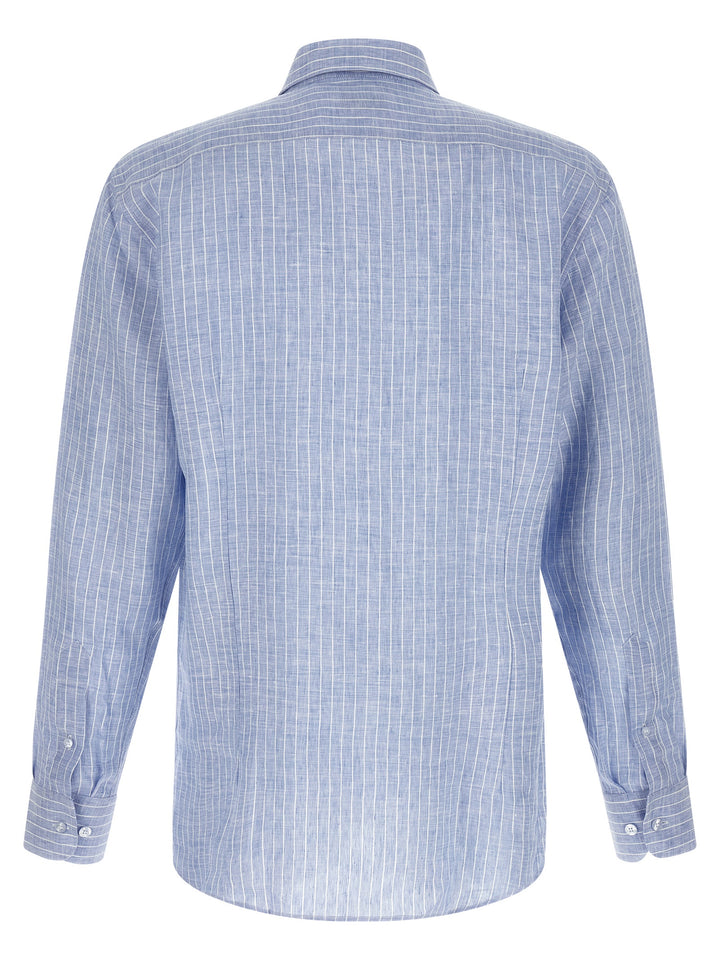 Etro Striped Linen Shirt Camicie - Celeste | bd7962b0487b7c5f4f61c7baf1dbcab1d64f89c3