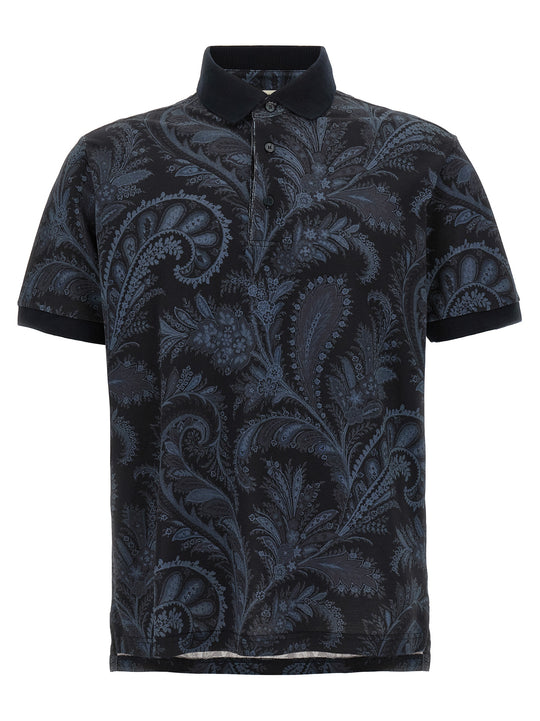 Paisley Flowers Polo Blu