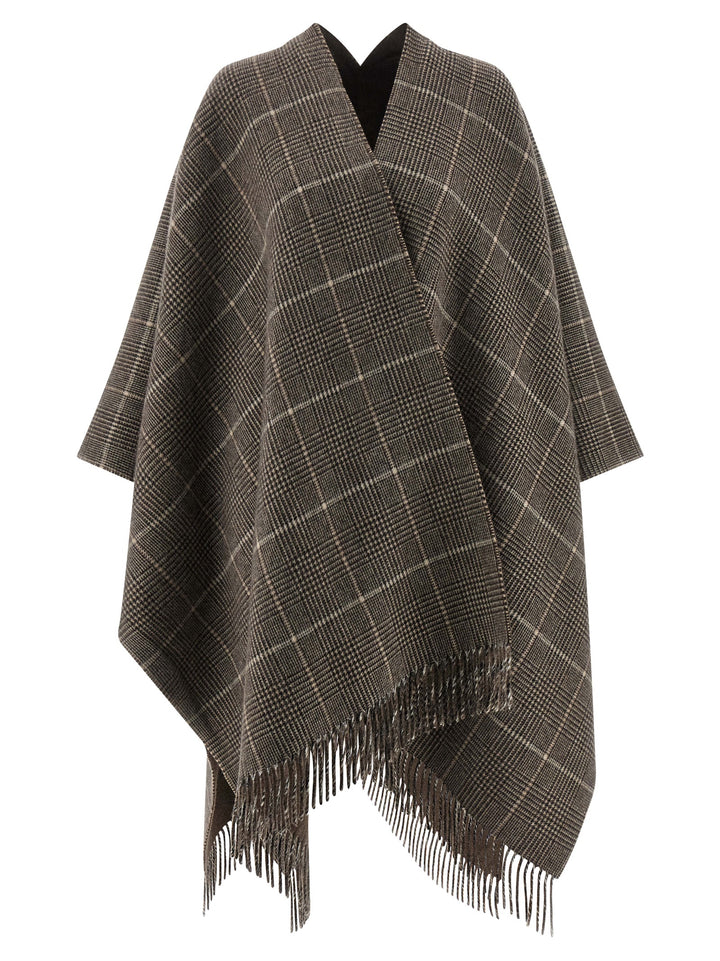 Brunello Cucinelli Cashmere Reversible Poncho Mantelle - Marrone | 787858bc23943eb0cd61d7282d5b2d3213a0b805