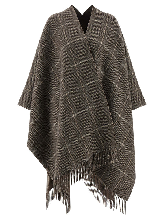 Cashmere Reversible Poncho Mantelle Marrone