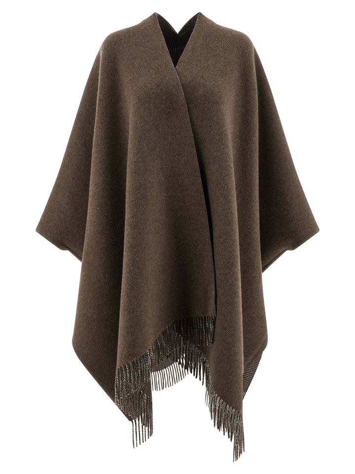 Brunello Cucinelli Cashmere Reversible Poncho Mantelle - Marrone | 1f08a930a4c6d9173d9a1dfaa0e4a194634218c4