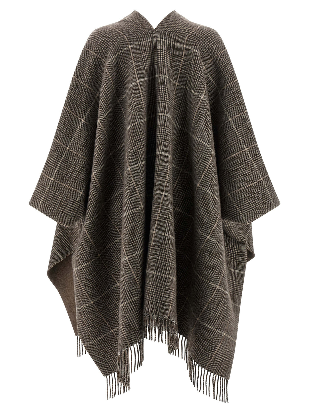 Brunello Cucinelli Cashmere Reversible Poncho Mantelle - Marrone | 971709ed8cfe089e639617ad6d39f9a88a4360d8