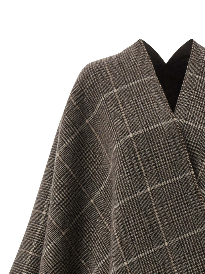 Brunello Cucinelli Cashmere Reversible Poncho Mantelle - Marrone | 998425eab304756a9953b4e7fbc4eb36d592d892