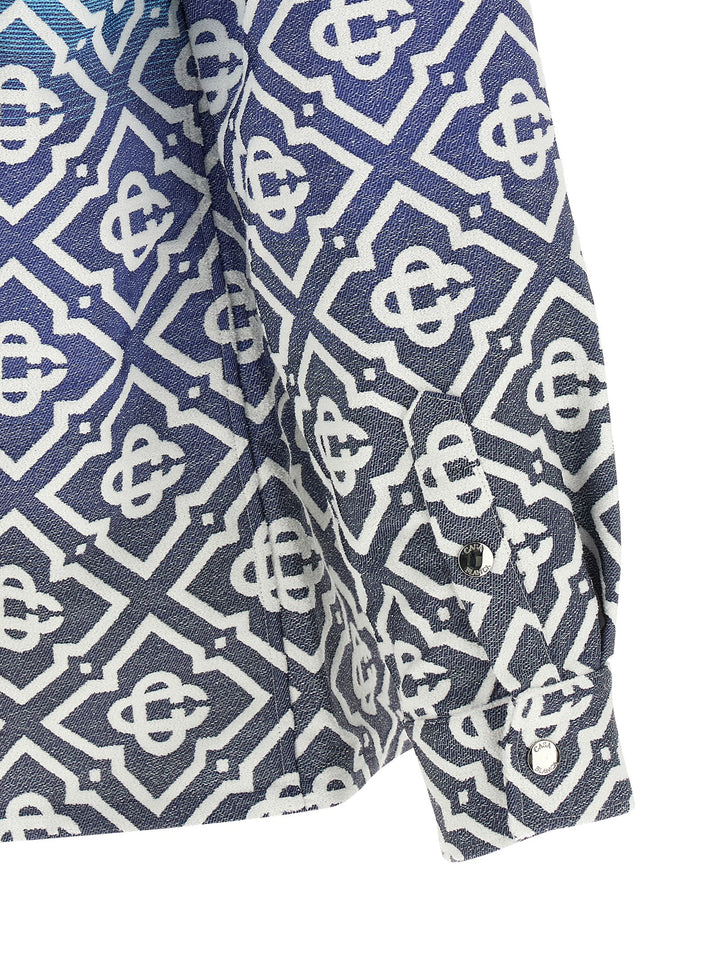 Casablanca Monogram Gradient Jacquard Puffer Jackets - Blu | 1316a986b1119a64546b8bb05e196948e76c5902
