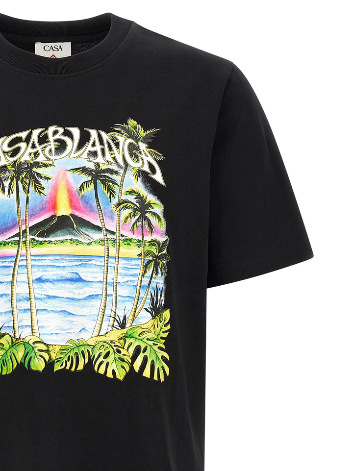 Casablanca Volcano T shirt - Nero | 9cc0fe54d821c8ffd780c5314764b6ebcbb405c1
