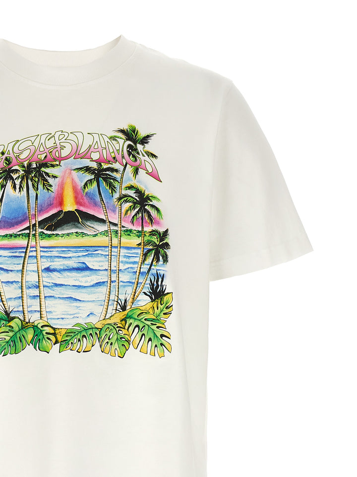 Casablanca Volcano T shirt - Bianco | 7de29f9b62833e5a14af199b316f7e3798ef3239