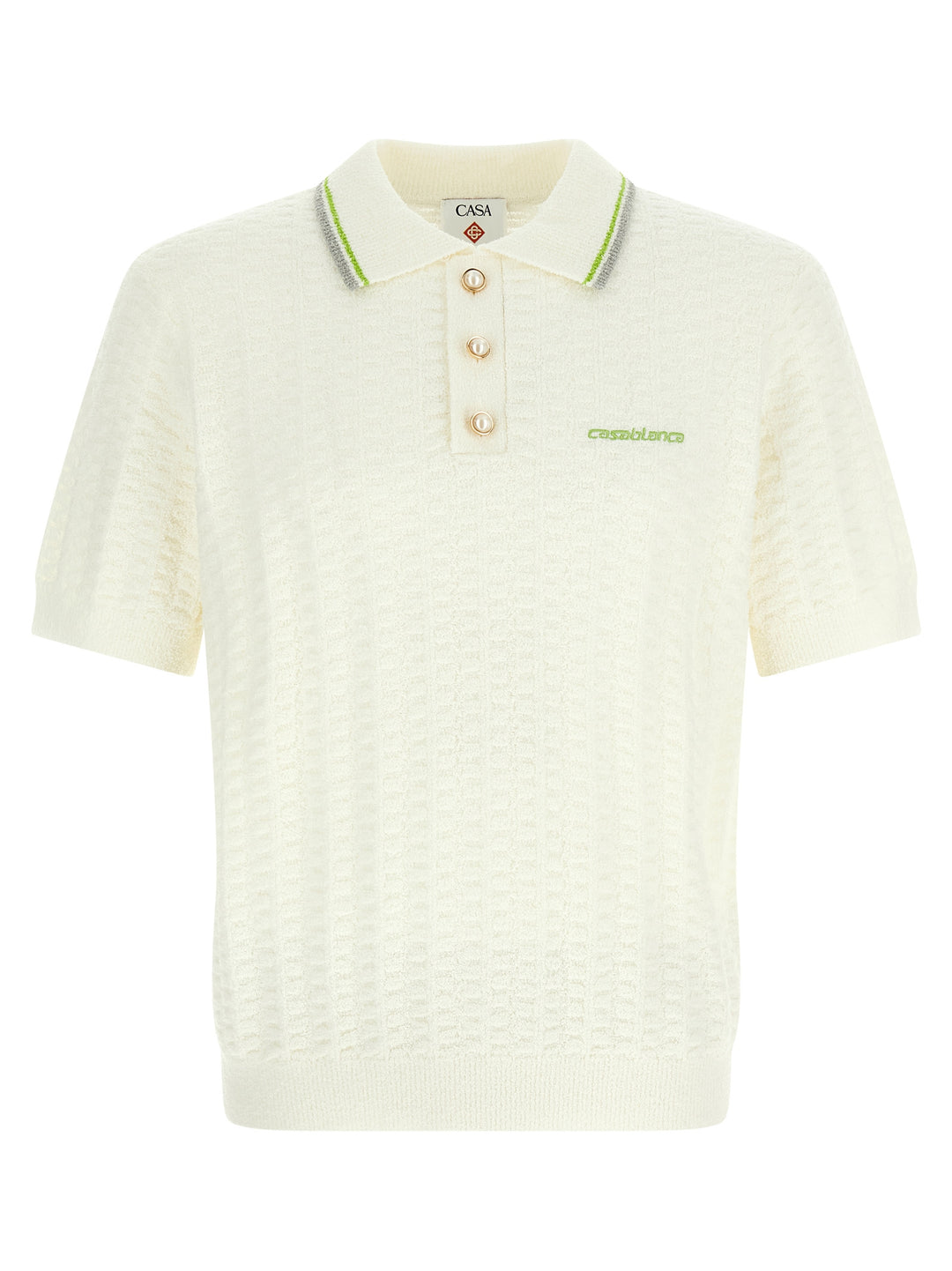 Casablanca Tennisbouclé Polo - Bianco | f9808eb4aae34dad72adaf401700a752d88dc751