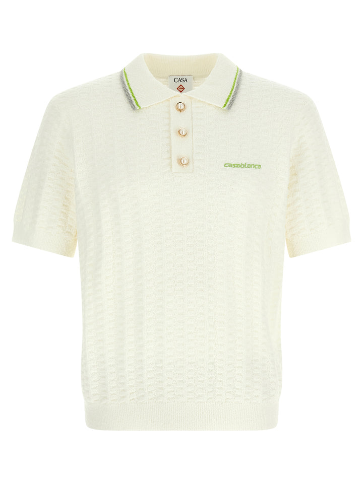 Casablanca Tennisbouclé Polo - Bianco | f9808eb4aae34dad72adaf401700a752d88dc751