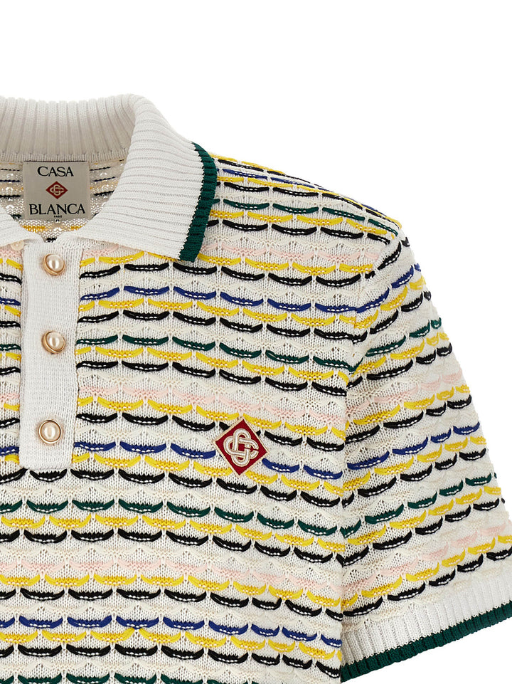 Casablanca Tuck Stitch Polo - Multicolor | c72087df7dca5438acf7a9fc1cdca3a144c2b9cc