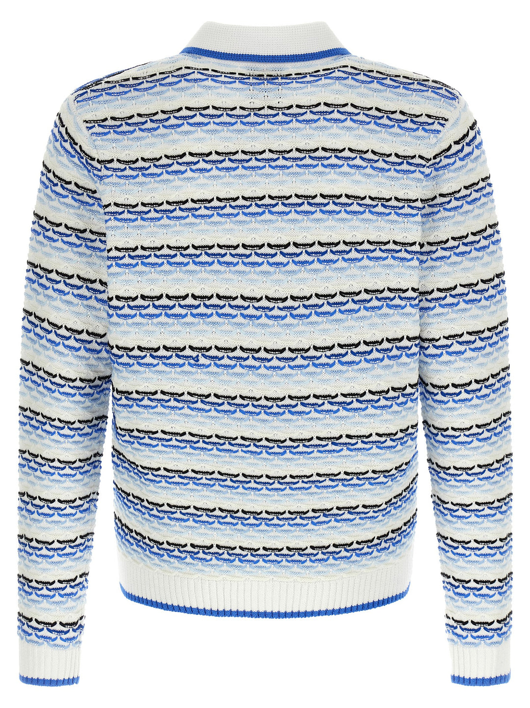 Casablanca Tuck Stitch Long Sleeve Polo - Blu | 3a2ccb1a83e43177fe2fd0c499f7af794f418c56