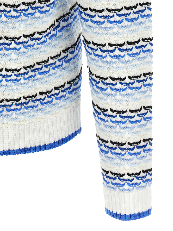 Casablanca Tuck Stitch Long Sleeve Polo - Blu | 13eae5c0f5eaebab84815ebaee212e496cb5ed21