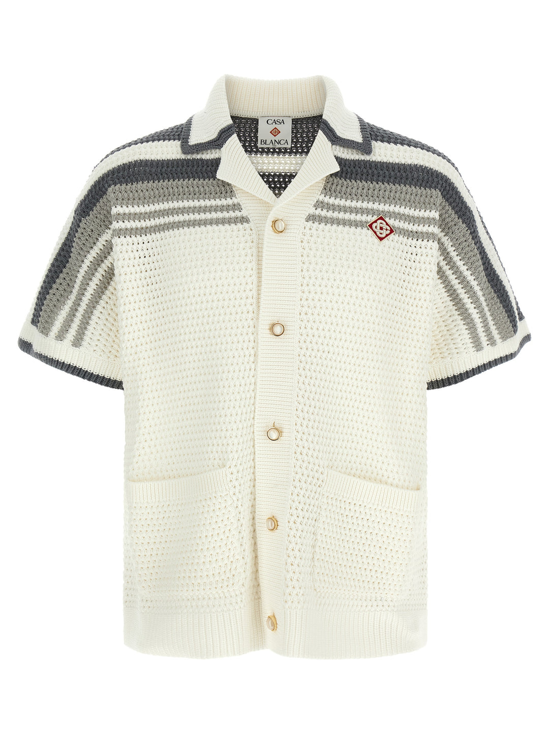 Casablanca Tennis Cotton Crochet Short Sleeve Camicie - Grigio | a5dc0d9c56589fd4400f8e61cdb169808fbbbc65