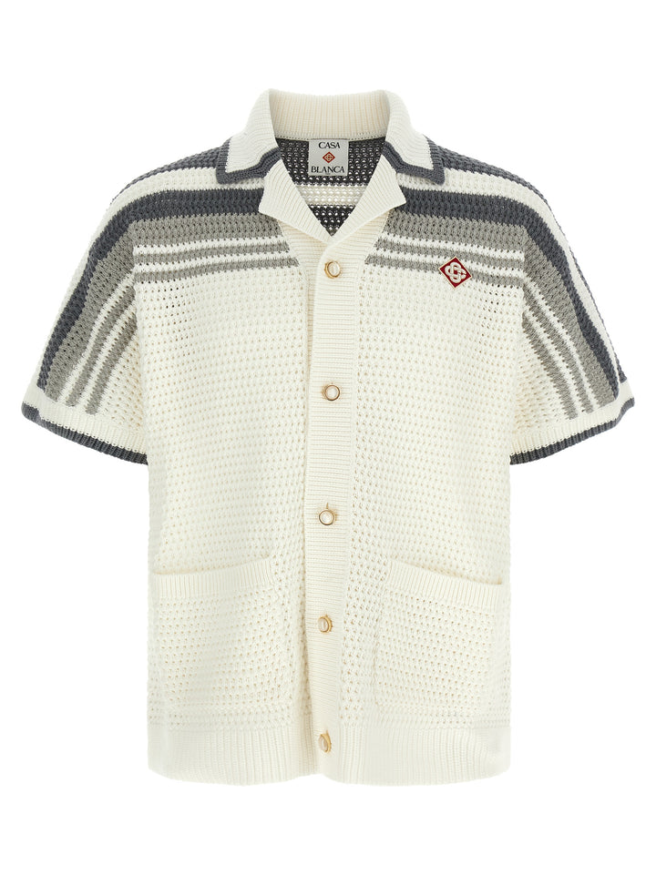 Casablanca Tennis Cotton Crochet Short Sleeve Camicie - Grigio | a5dc0d9c56589fd4400f8e61cdb169808fbbbc65
