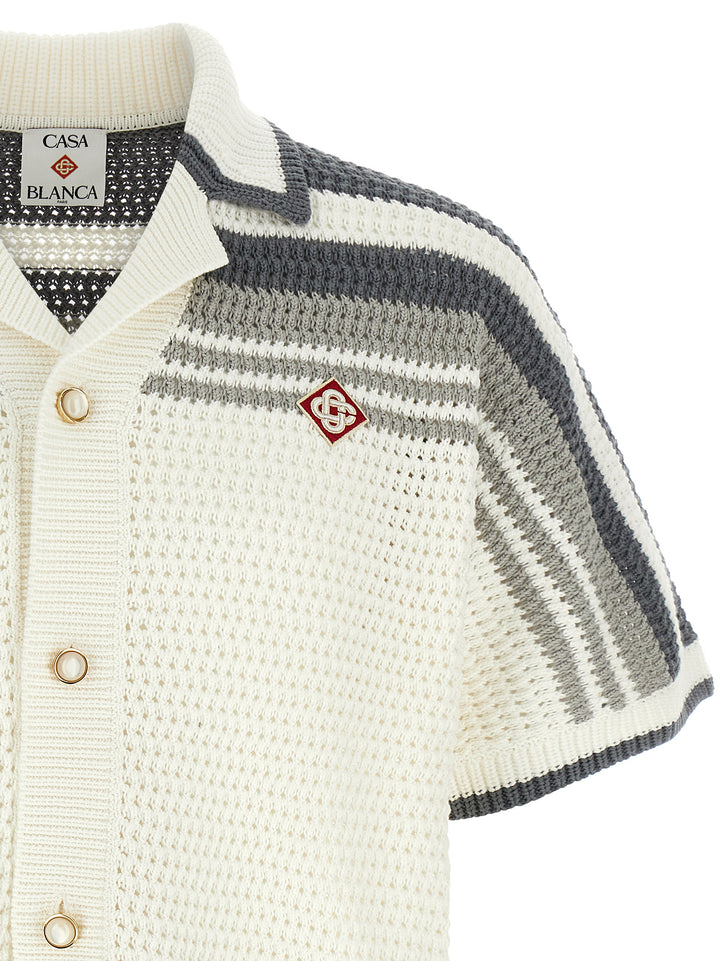 Casablanca Tennis Cotton Crochet Short Sleeve Camicie - Grigio | bc92b1d56a22b217244c15ed6df92d221de35574
