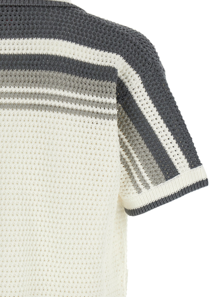 Casablanca Tennis Cotton Crochet Short Sleeve Camicie - Grigio | b2b81768a2fe353e061ca6e3f7ff67c6a58bef1a