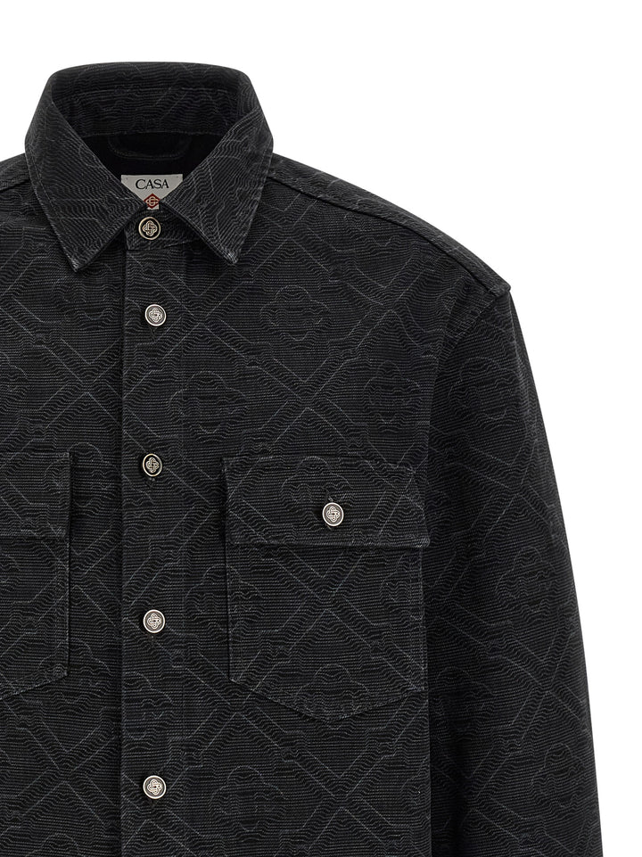 Casablanca Laser Monogram Denim Camicie - Nero | 54535e595594b072627508fa75ad95947ccdf64f