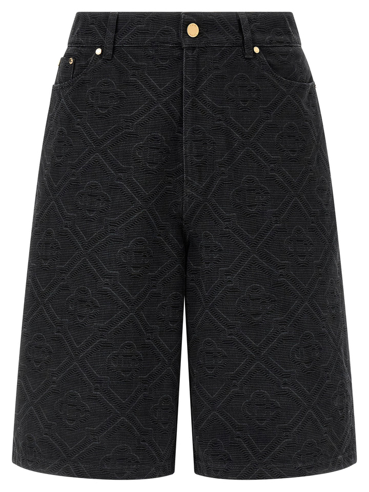 Casablanca Laser Monogram Denim Bermuda e Short - Nero | cf91856be6d3c9e91f56b639a1e82eac939bb853