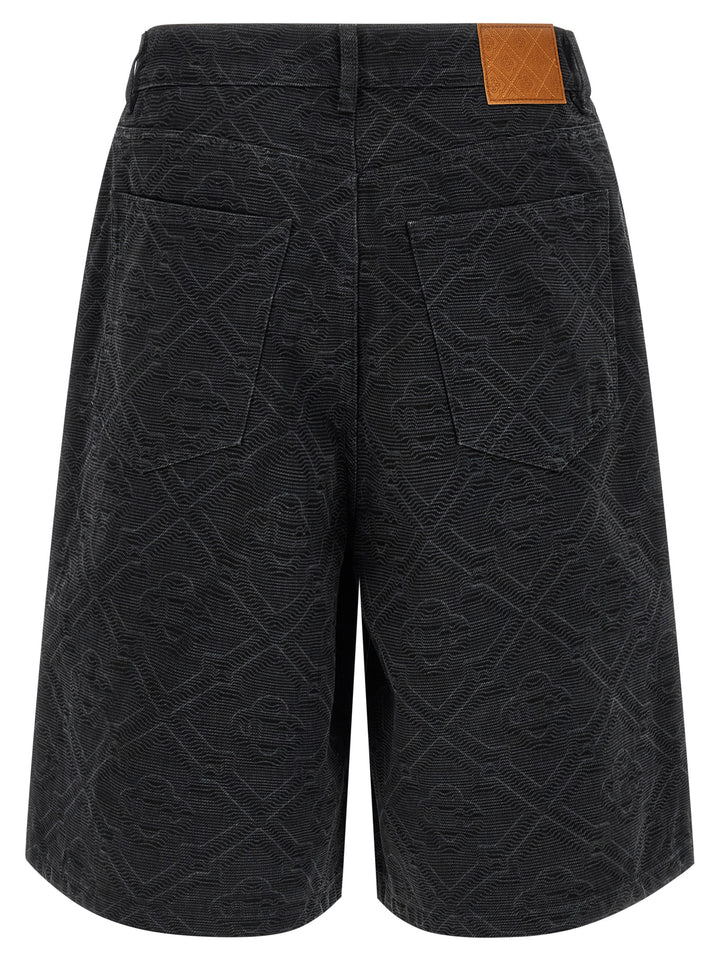 Casablanca Laser Monogram Denim Bermuda e Short - Nero | 3bace71482dd95080893367bffe7164bea20ca5d