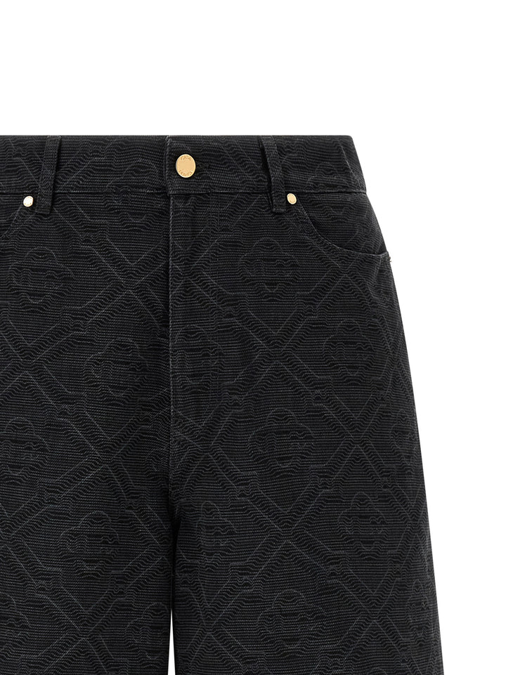 Casablanca Laser Monogram Denim Bermuda e Short - Nero | f56822b6050ac90bf73cb1eda5c2bd1269d43665