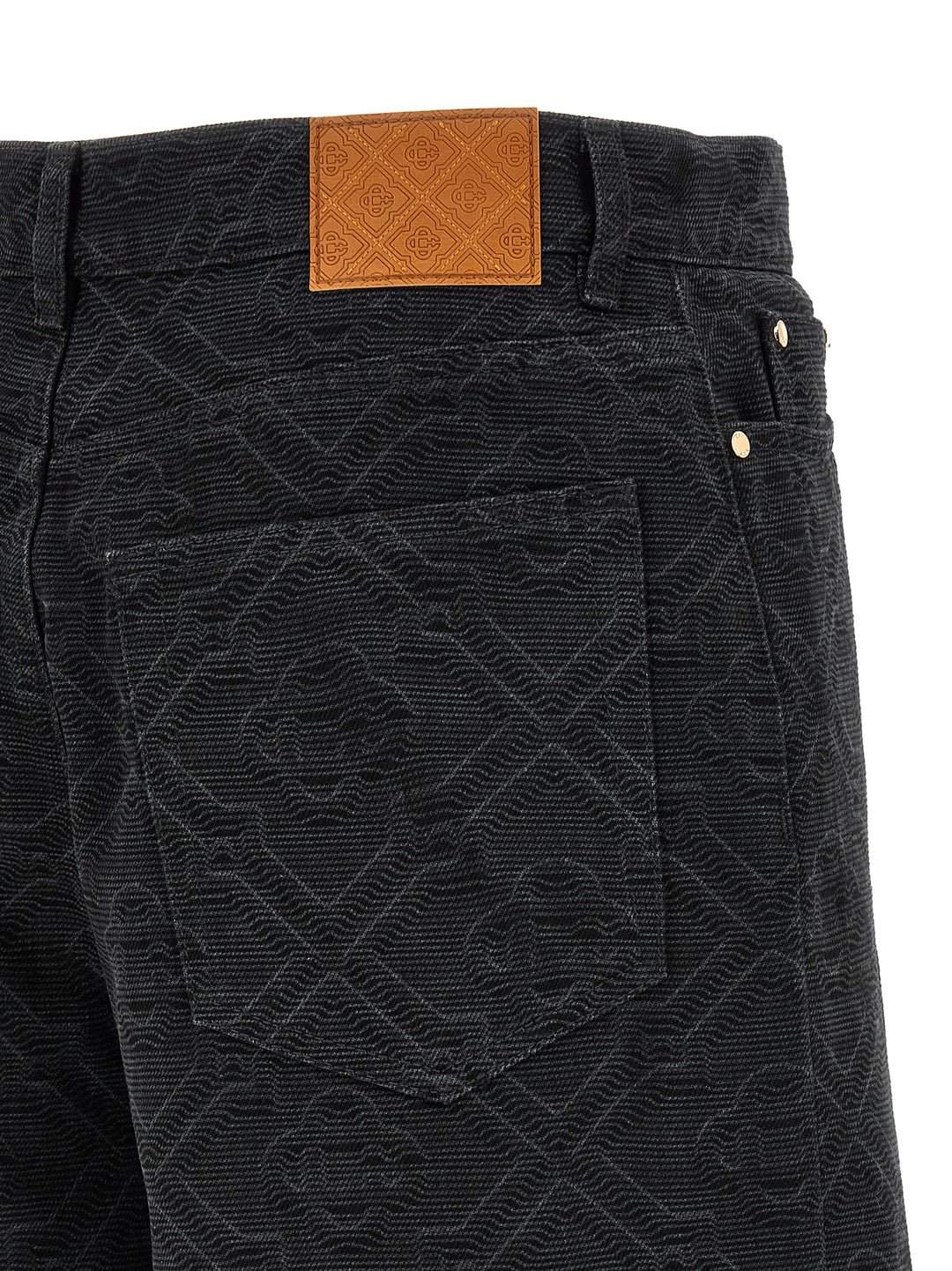 Casablanca Laser Monogram Denim Bermuda e Short - Nero | dd9c1f9e54a8d12cf0ce9ae6545403ebec0e038b