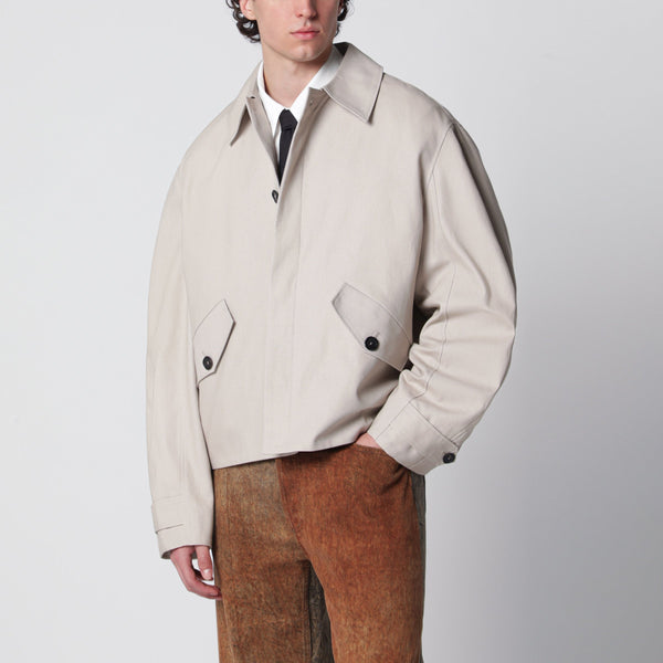 Short Beige Cotton Trench Coat