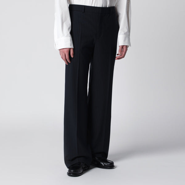 Pinstriped Wool-Blend Trousers
