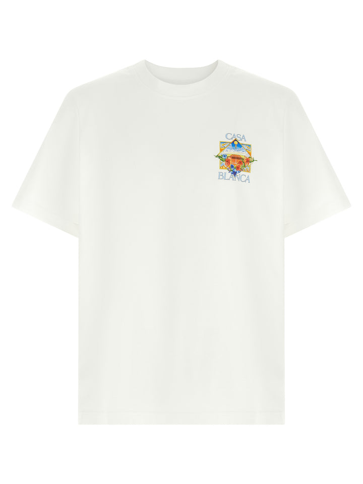 Casablanca Flower Court Icon T shirt - Bianco | fc6325e2450afcb0fb0b4df7b3783e57abd0a180
