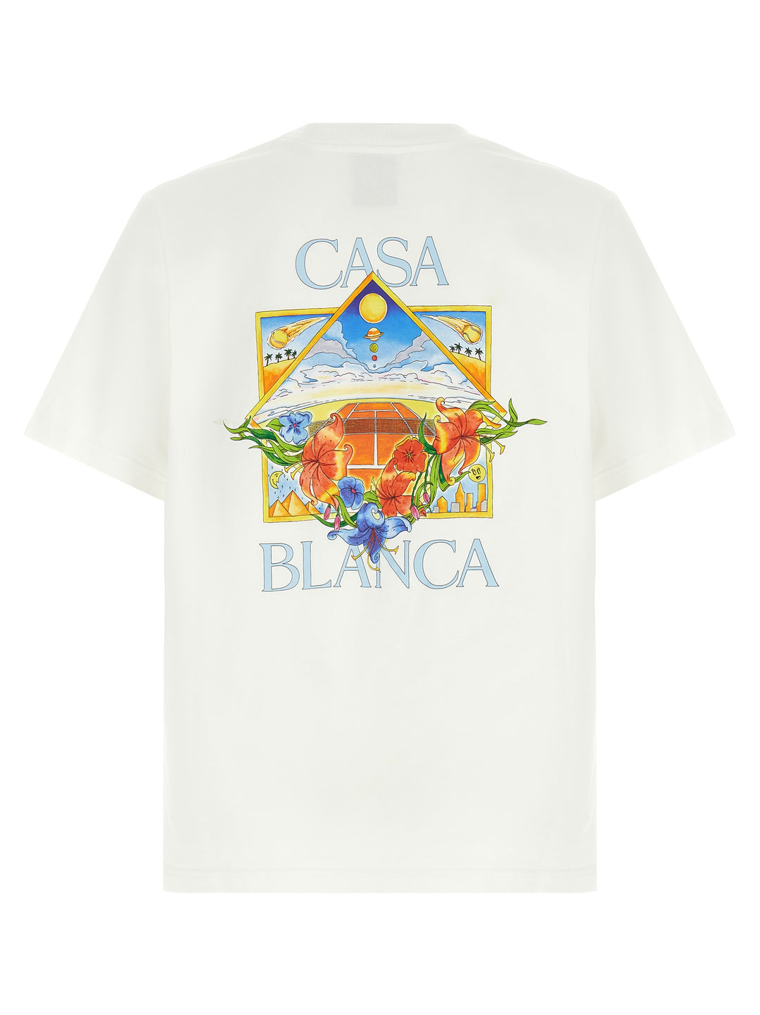 Casablanca Flower Court Icon T shirt - Bianco | b612bd560f6bc819b77ad7140e6ffbeef627ba51