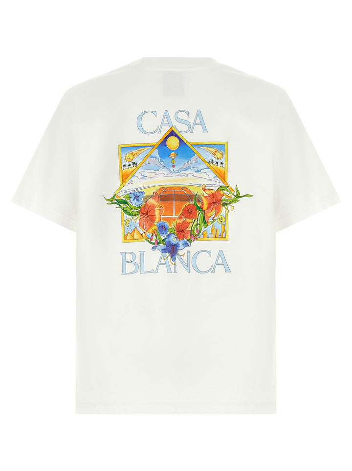 Casablanca Flower Court Icon T shirt - Bianco | b612bd560f6bc819b77ad7140e6ffbeef627ba51