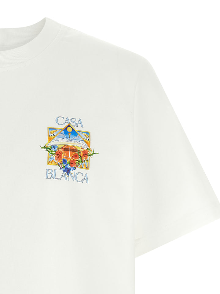 Casablanca Flower Court Icon T shirt - Bianco | 5e4000b781123bd5b697b5a0d7c11d03e3e0710d
