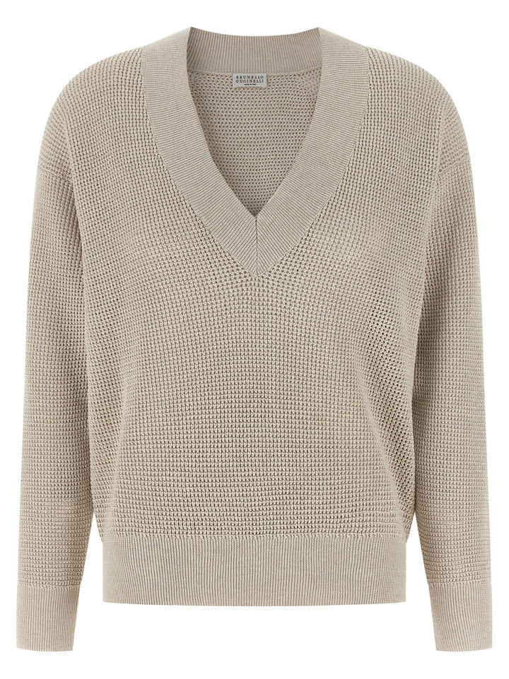 Brunello Cucinelli Openwork Sweater Maglioni - Beige | 9be3c53da371dba86e9c5a0bafc75d9386696d60