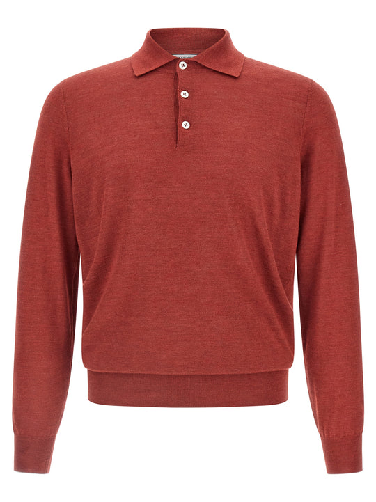 Shaved Knit Shirt Polo Rosso