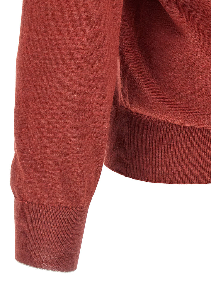 Brunello Cucinelli Shaved Knit  Shirt Polo - Rosso | bb94a32afb1e300ba587a662a9a38859413b117c