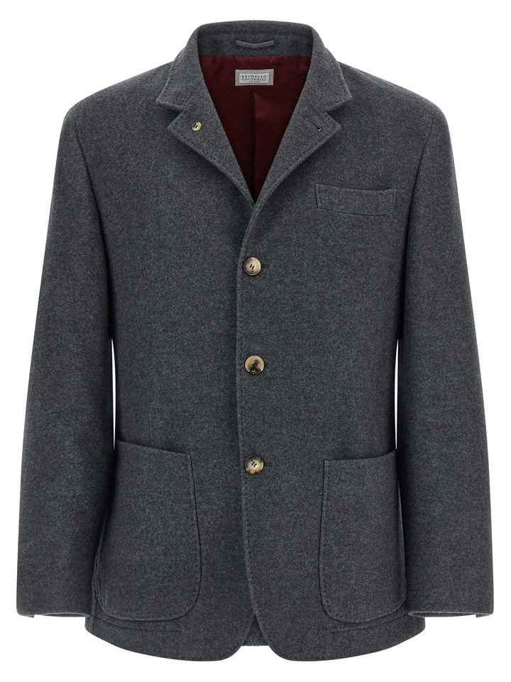 Brunello Cucinelli Cashmere Blazer - Grigio | 2dc8df4f73c2b2ab167c6617ea680d5d898eccf9