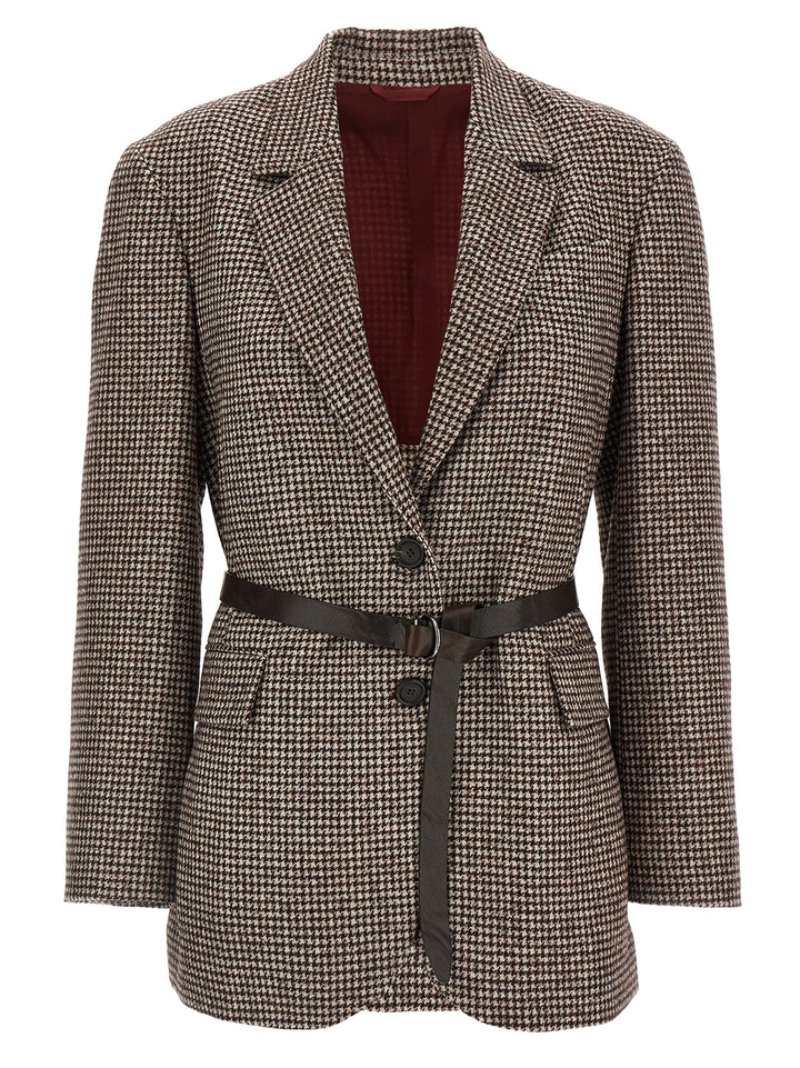 Brunello Cucinelli Houndstooth Blazer BlazerS - Marrone | 88b70ba8334759e8ef08fa083c4ae699cba04802