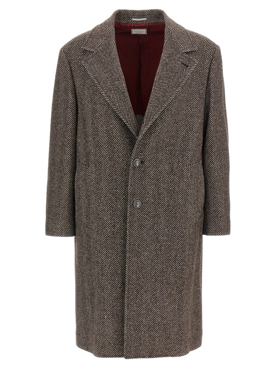 Single-Breasted Cashmere Coat Trench E Impermeabili Marrone