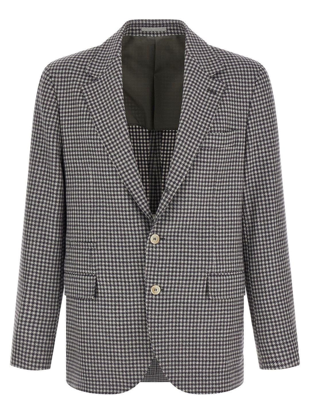 Brunello Cucinelli Houndstooth Blazer - Grigio | 05e4dbc4c63188c229ee1e24b04e39908378ed5c
