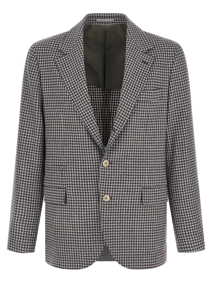 Brunello Cucinelli Houndstooth Blazer - Grigio | 05e4dbc4c63188c229ee1e24b04e39908378ed5c