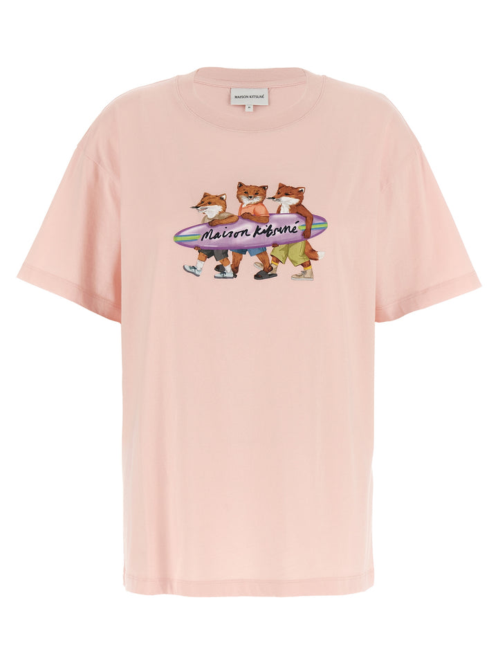Surfing Foxes T Shirt Rosa