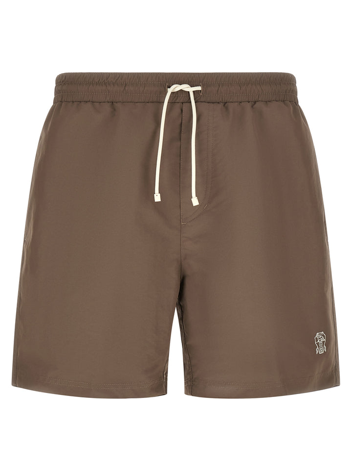 Brunello Cucinelli Logo Embroidery Swimsuit Beachwear - Marrone | 8050cbd4c9ac7271d117333aebd82922d8f5134e