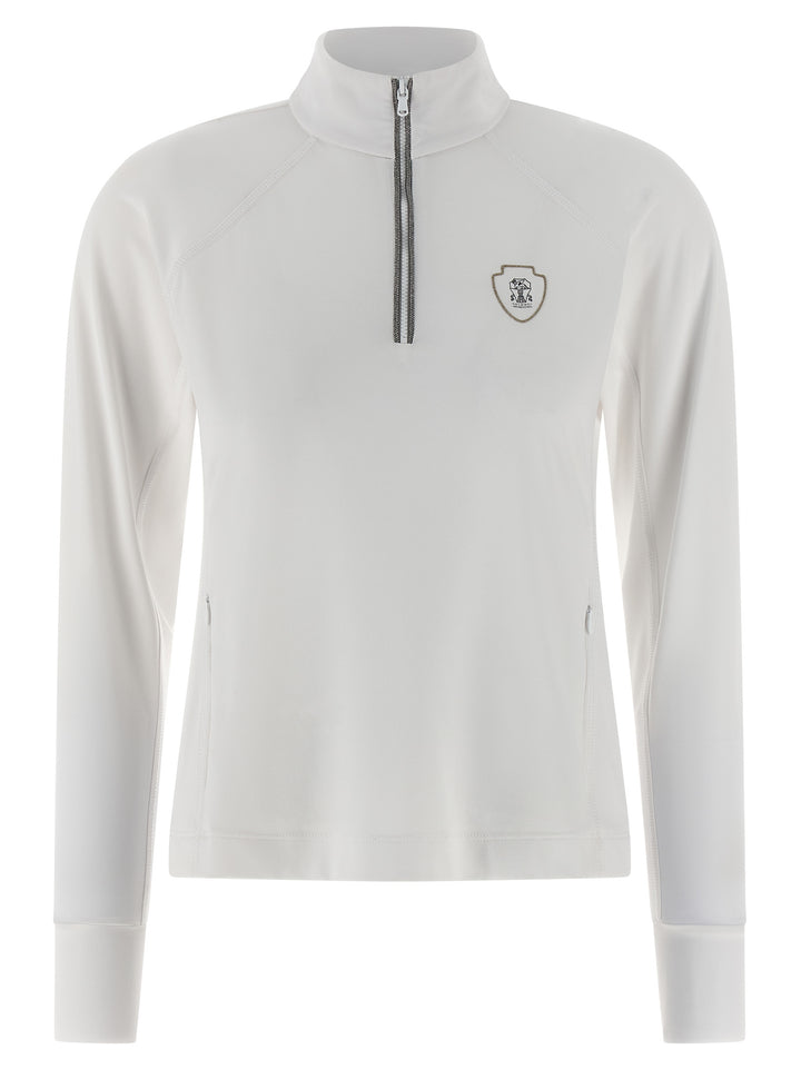 Brunello Cucinelli Precious Half Zip Maglioni - Bianco | 49460045a77754d81adbb91bb5db130e82fa2a76