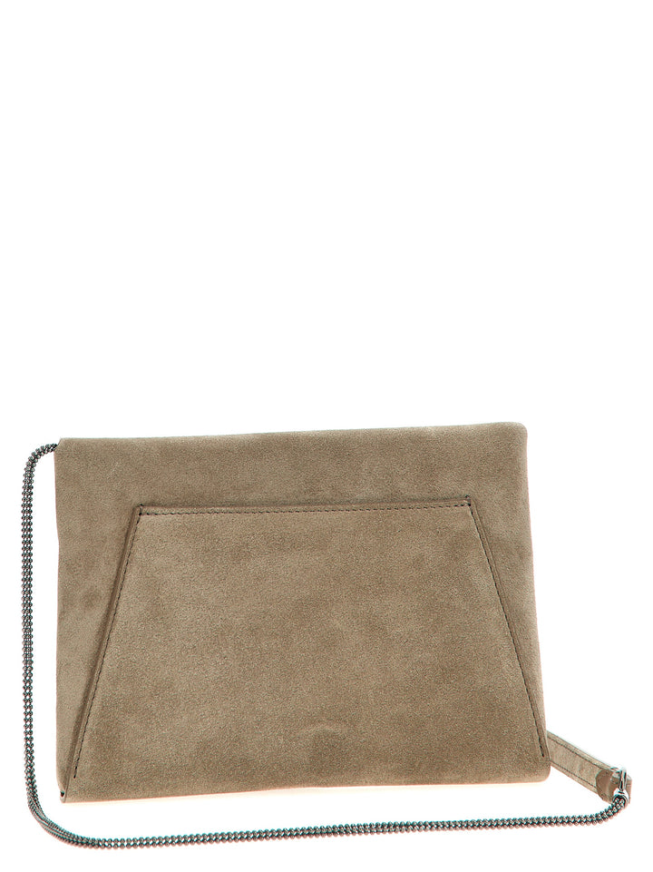 Brunello Cucinelli Monile Suede  Bag Clutch - Grigio | 0122197cf879f08b3d5886710722be8fcbceaf12